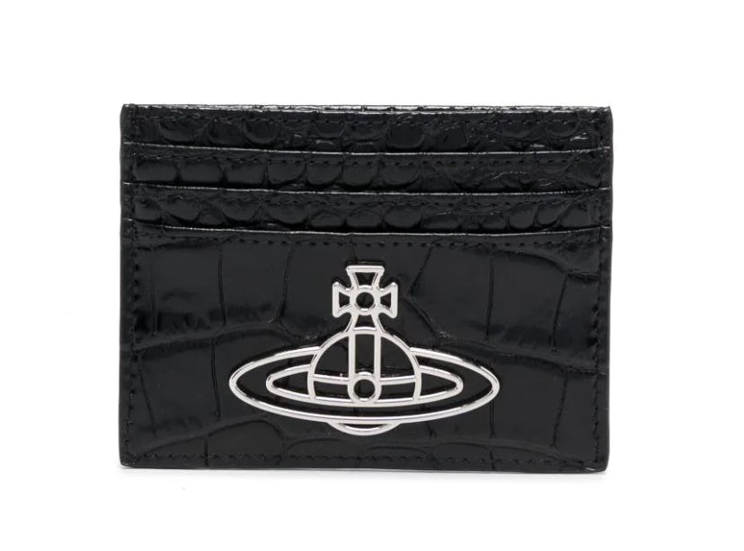Vivienne Westwood crocodile-effect logo plaque leather cardholder