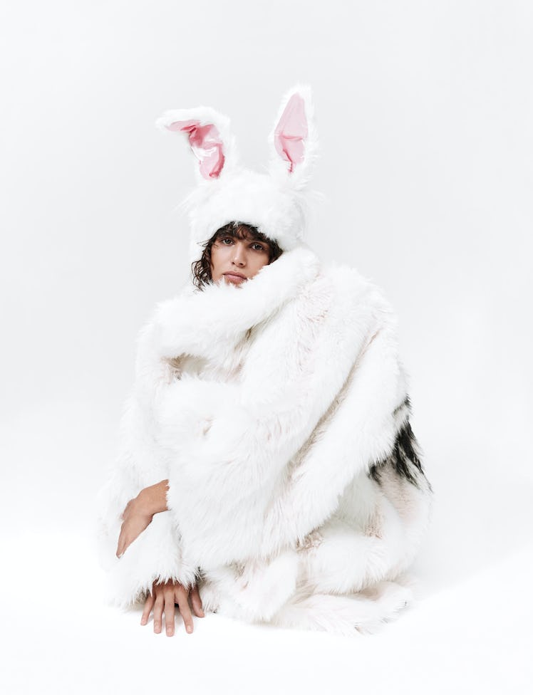Model in bunny outfit