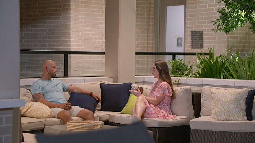 Izzy Zapata, Johnie Maraist at the cast barbecue in ‘Love is Blind’ Season 5, Episode 7, via Netflix…