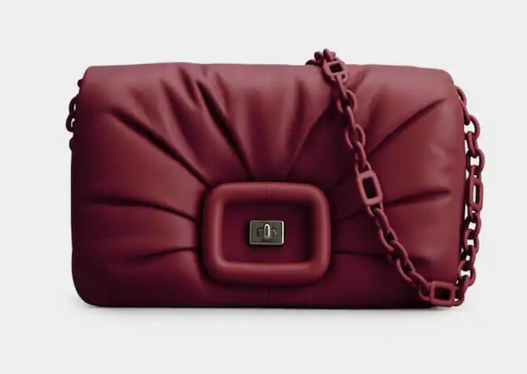 burgundy leather handbag