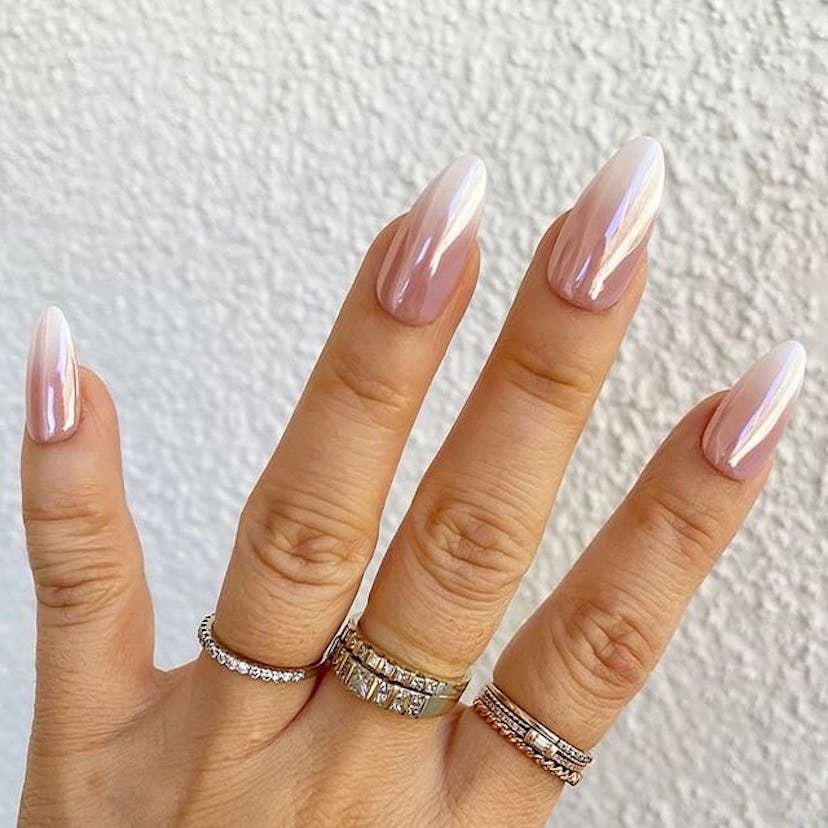 Shiny chrome nails.