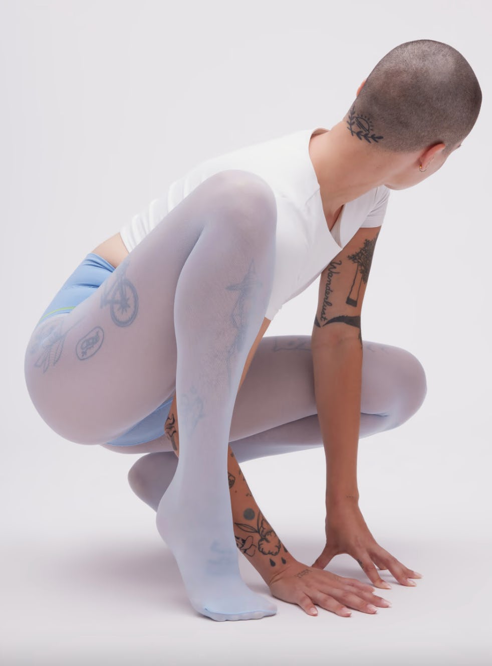 Sky Blue Sheer Rip-Resist Tights