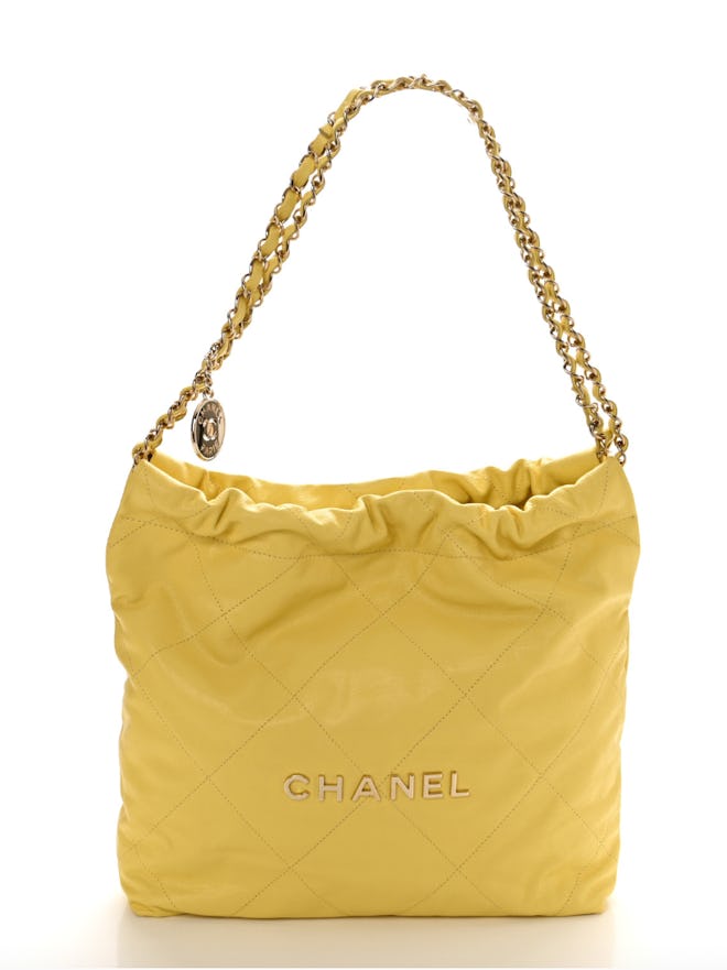 Shiny Caviar Quilted Chanel 22 Yellow