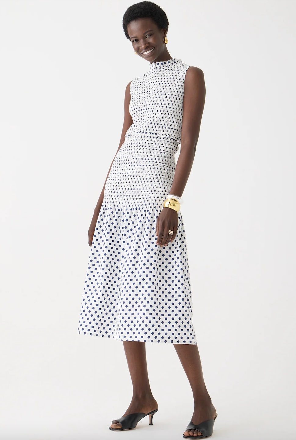 Smocked Cotton Poplin Drop-Waist Dress