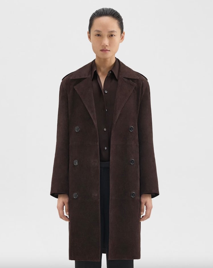 Utility Trench Coat in Suede