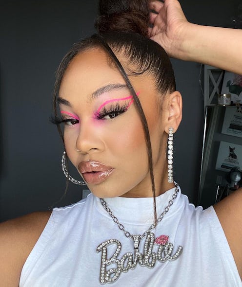 Here are Barbie makeup ideas for Halloween 2023, from neon pink graphic eyeliner to "Weird Barbie" g...