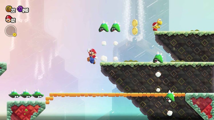 Mario platforming in Super Mario Bros Wonder