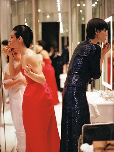 Peter Schlesinger, Paloma Picasso and Tina Chow after Paloma’s wedding dinner, Paris, 1978