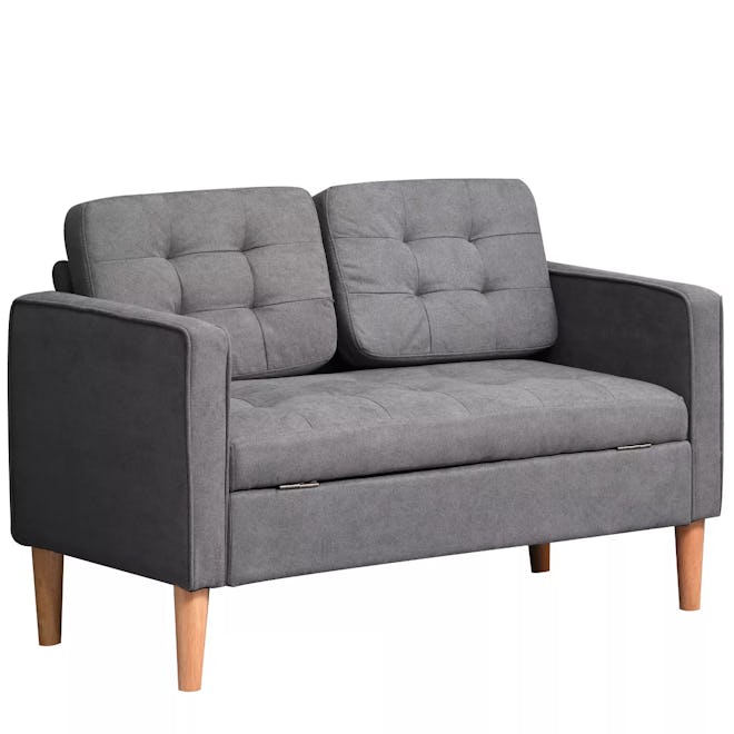 Modern 2-Seater Loveseat Button-Tufted Fabric Couch