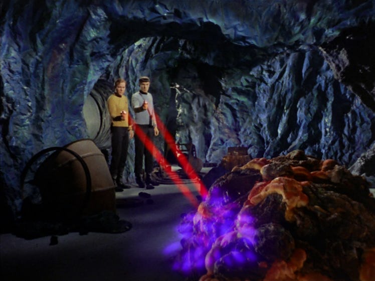 Kirk and Spock in "The Devil in the Dark."