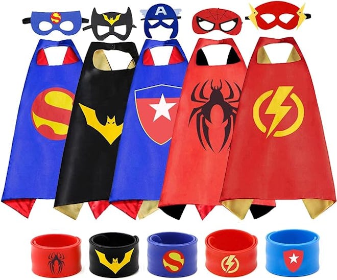 Kids Dress Up Superhero Capes Sets & Slap Bracelets
