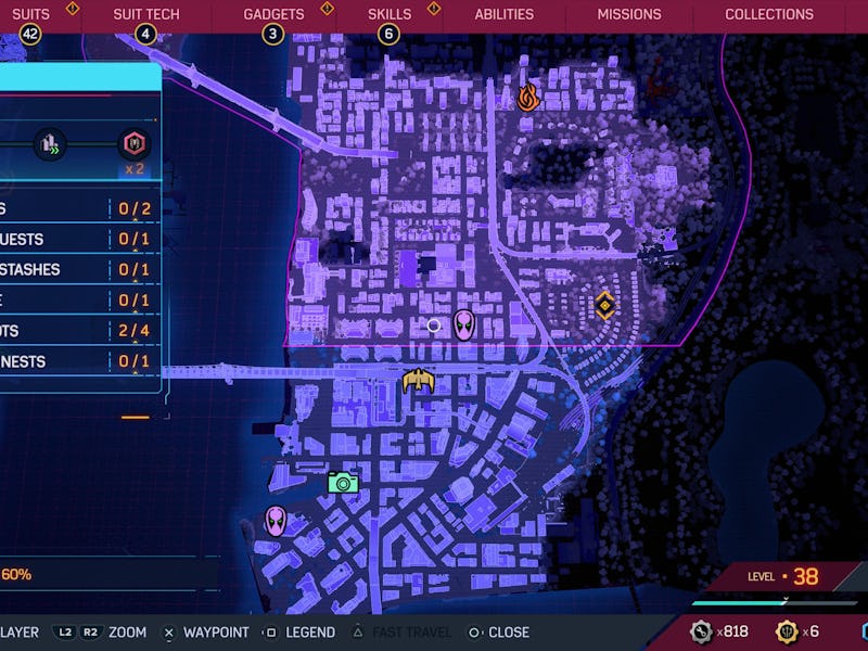 screenshot of the map in Marvel's Spider-Man 2