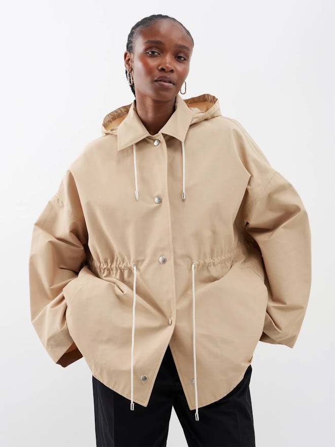 Hooded Drawcord-Waist Cotton-Blend Parka