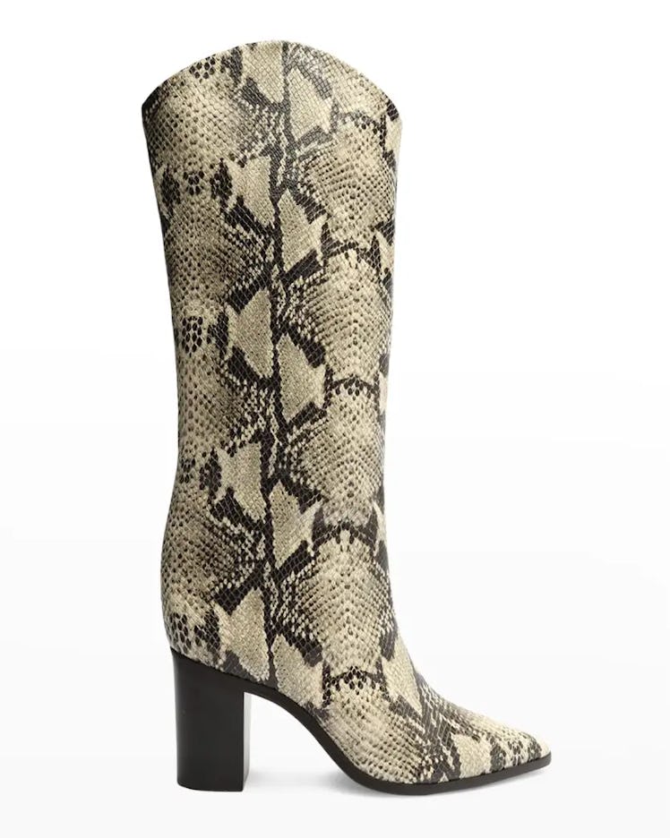 Schutz Analeah Snake-Print Leather Tall Boots