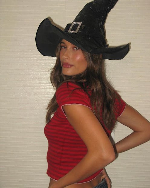 Hailey Bieber witch hat halloween