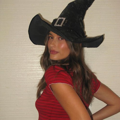 Hailey Bieber witch hat halloween