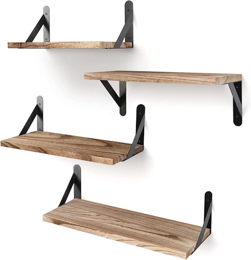 YGEOMER Rustic Wood Floating Shelves (4-Pack)