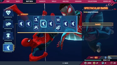 screenshot from Spider-Man 2 Suit Tech menu