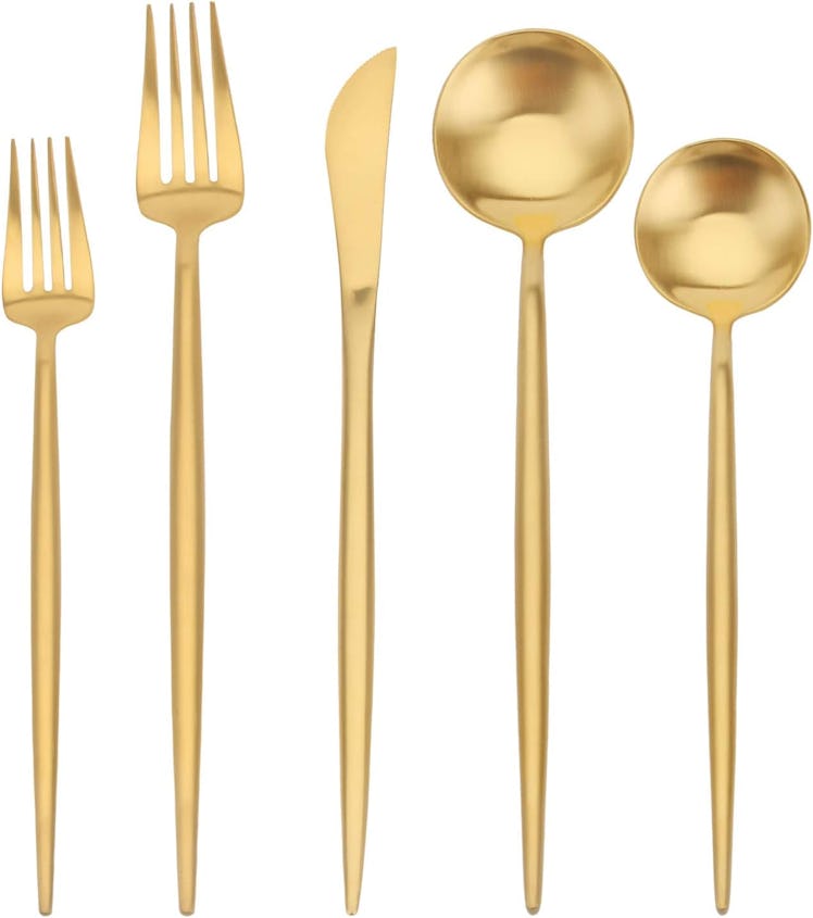 the sharecook Store Matte Gold Silverware Set