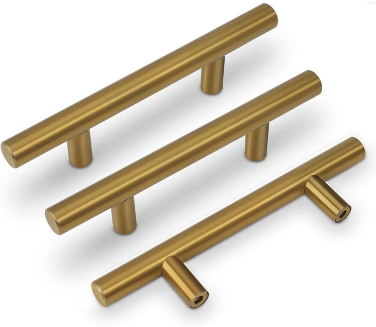  goldenwarm 10 Pack Gold Cabinet Handles Brushed Brass