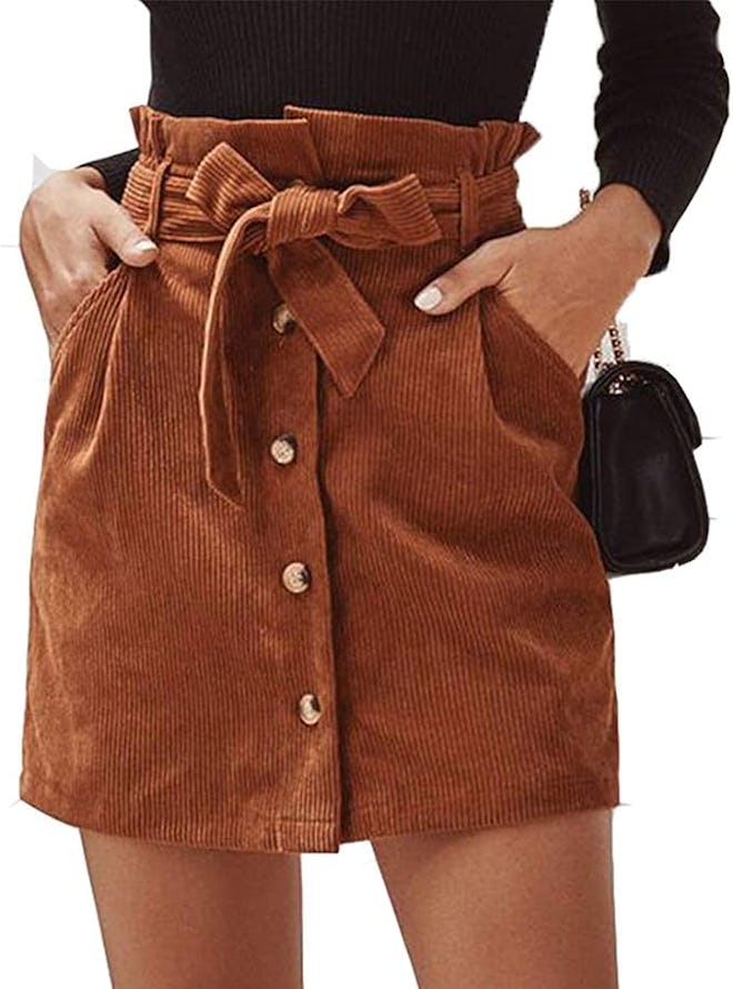 Susupeng Paperbag Corduroy Mini Skirt