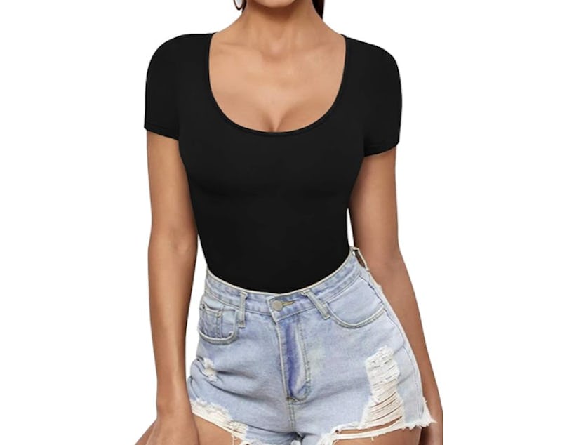 MANGOPOP Scoop Neck Short Sleeve Top