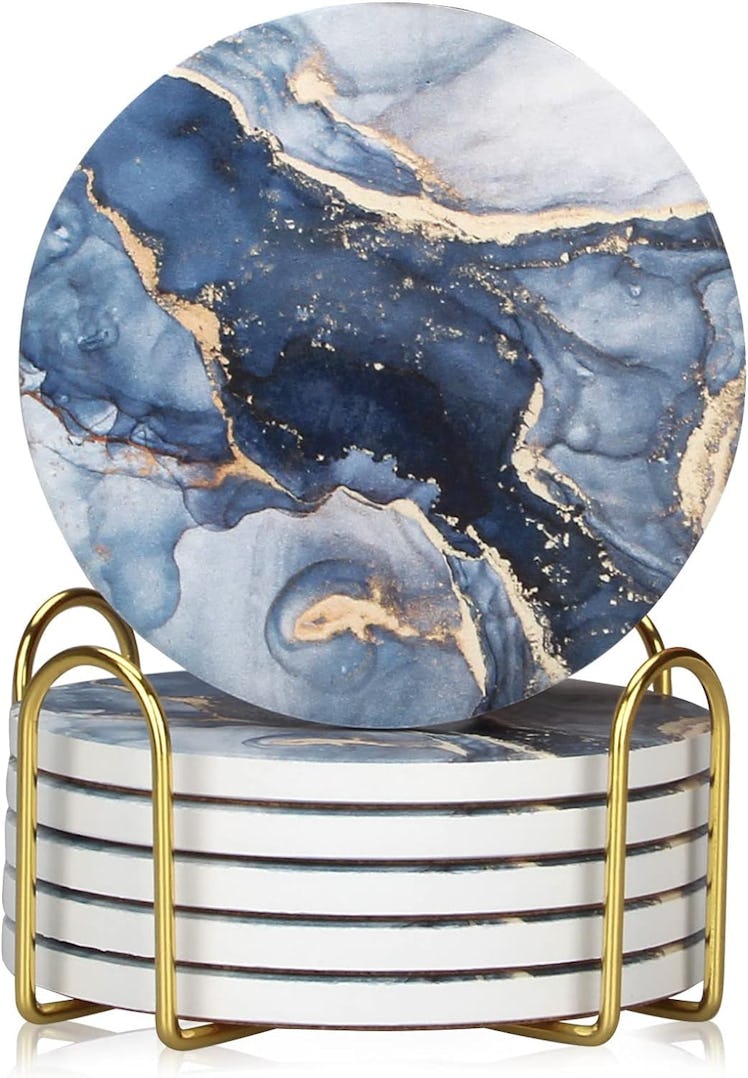 Dksyee Marble Abstract Ceramic Coasters 6 Pcs