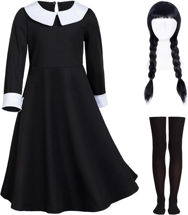 Black Wednesday Dress Costume for Girls Dress Up