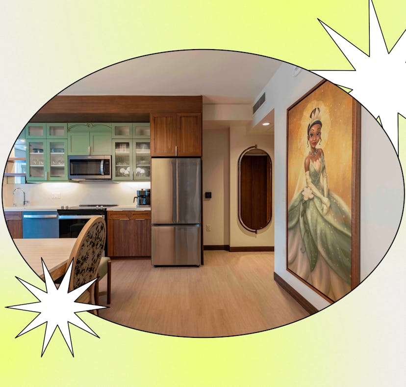 The Disney Princess and the frog villa at Disneyland has details inspired by the movie.