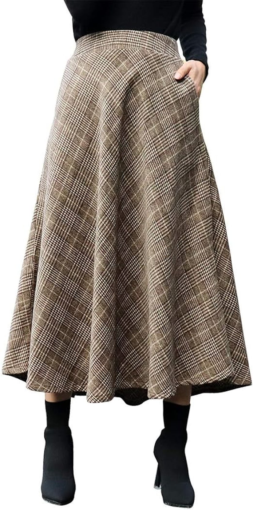 IDEALSANXUN Women’s Plaid Wool Skirt