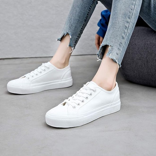 Adokoo White Platform Sneakers