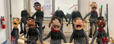 The guard puppets for the “puppet massacre” scene. 