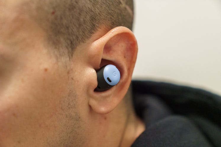 Google's Pixel Buds Pro wireless earbuds in an ear.