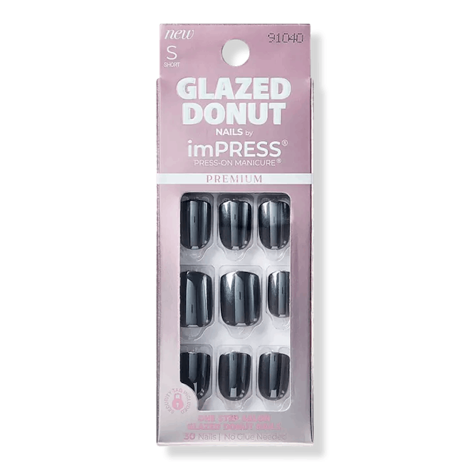 Kiss imPRESS Glazed Donut Press-On Manicure In Onyx Glazed
