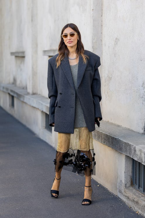 Sheer skirt street style