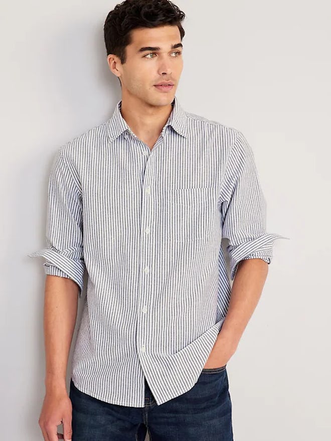 Classic-Fit Everyday Oxford Pin-Striped Shirt