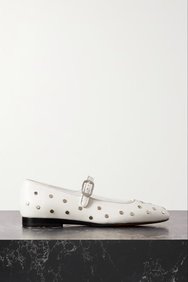 Studded leather Mary Jane ballet flats