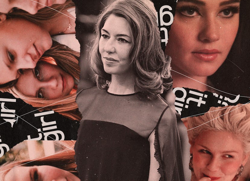 Collage of various women's portraits with different expressions and angles, artistically overlaid on...
