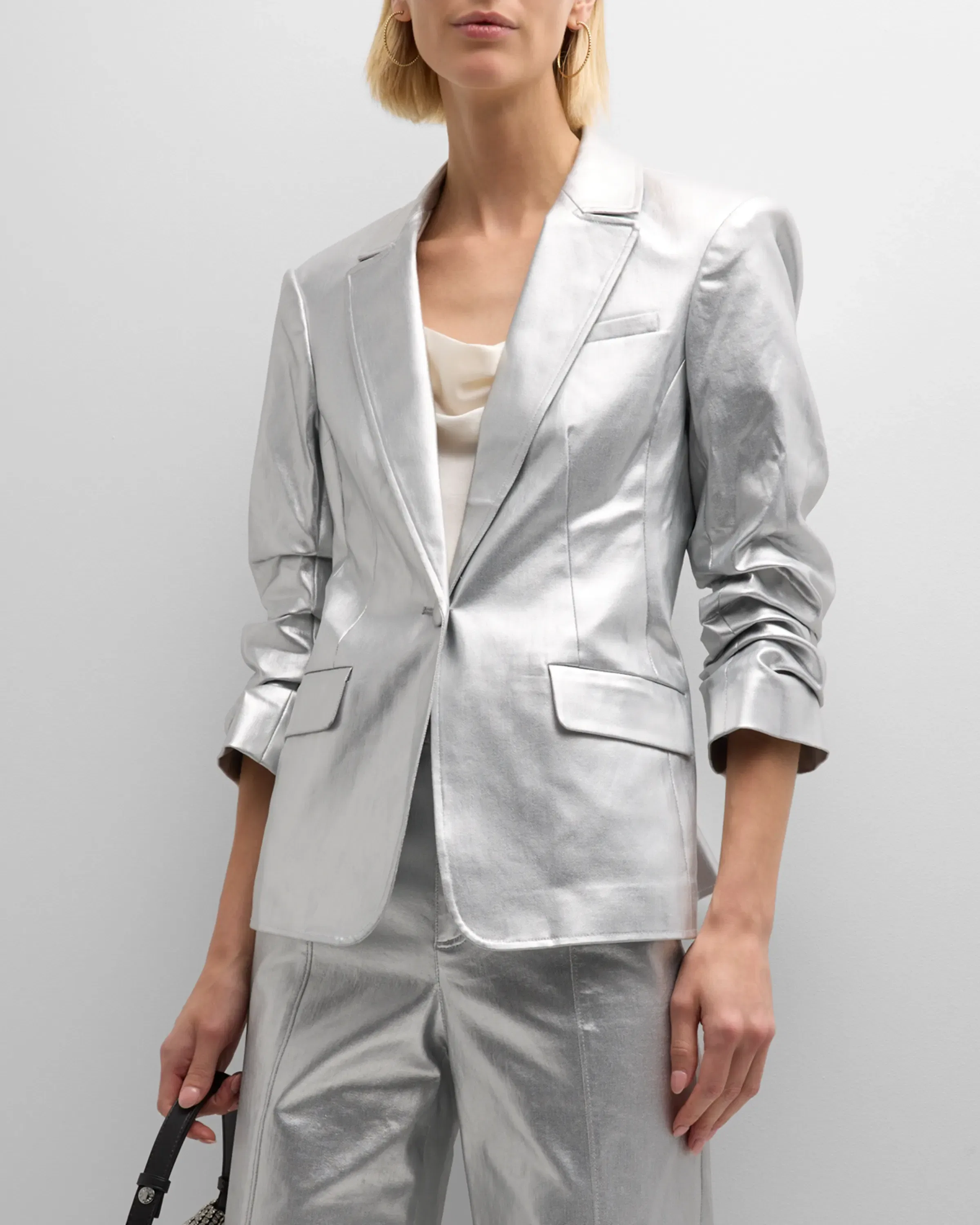 Lux Foiled Floral Blazer | Gold Print Statement Jacket