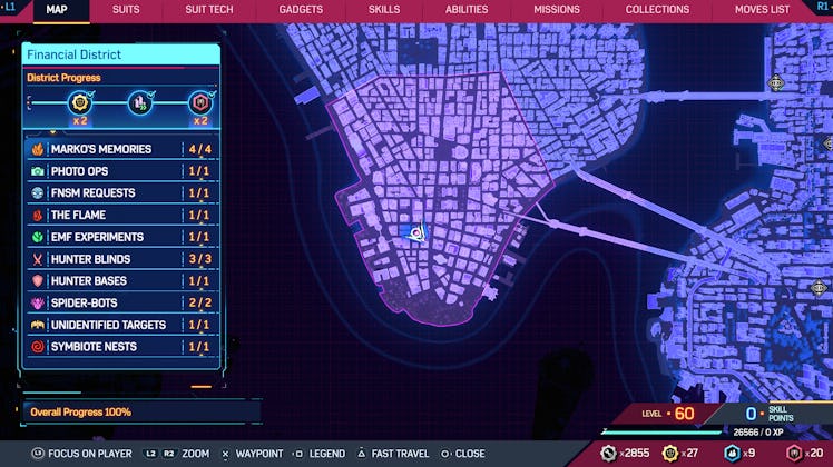 screenshot of the map from Marvel's Spider-Man 2
