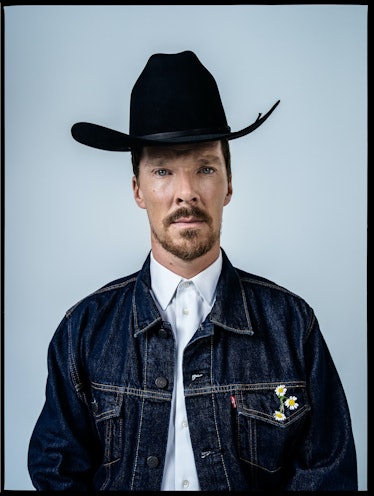 Benedict Cumberbatch in cowboy hat and jean jacket