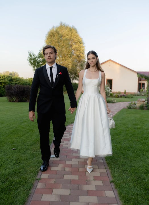 dylan sprouse and barbara palvin on their wedding day