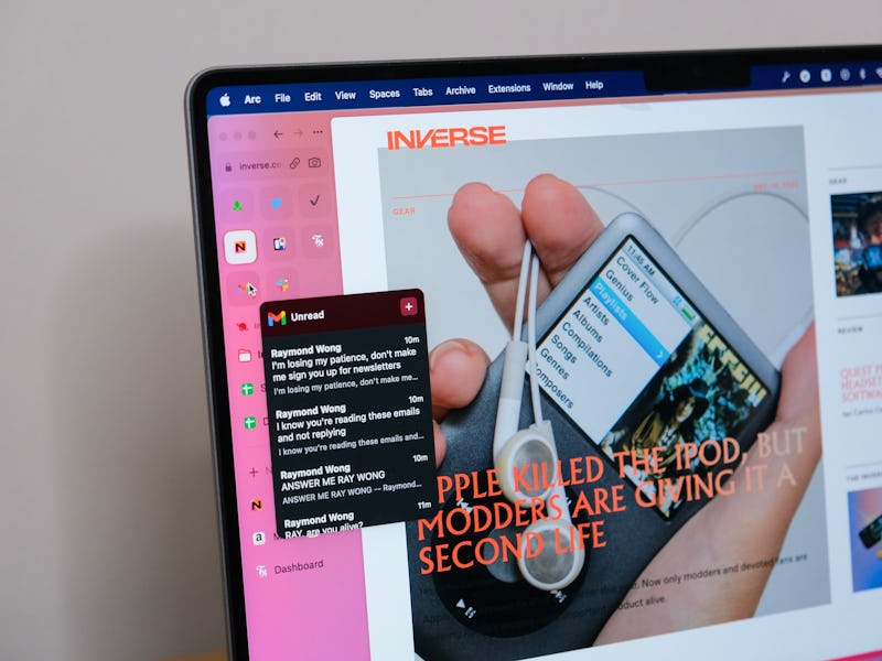 Arc web browser running on a MacBook Pro
