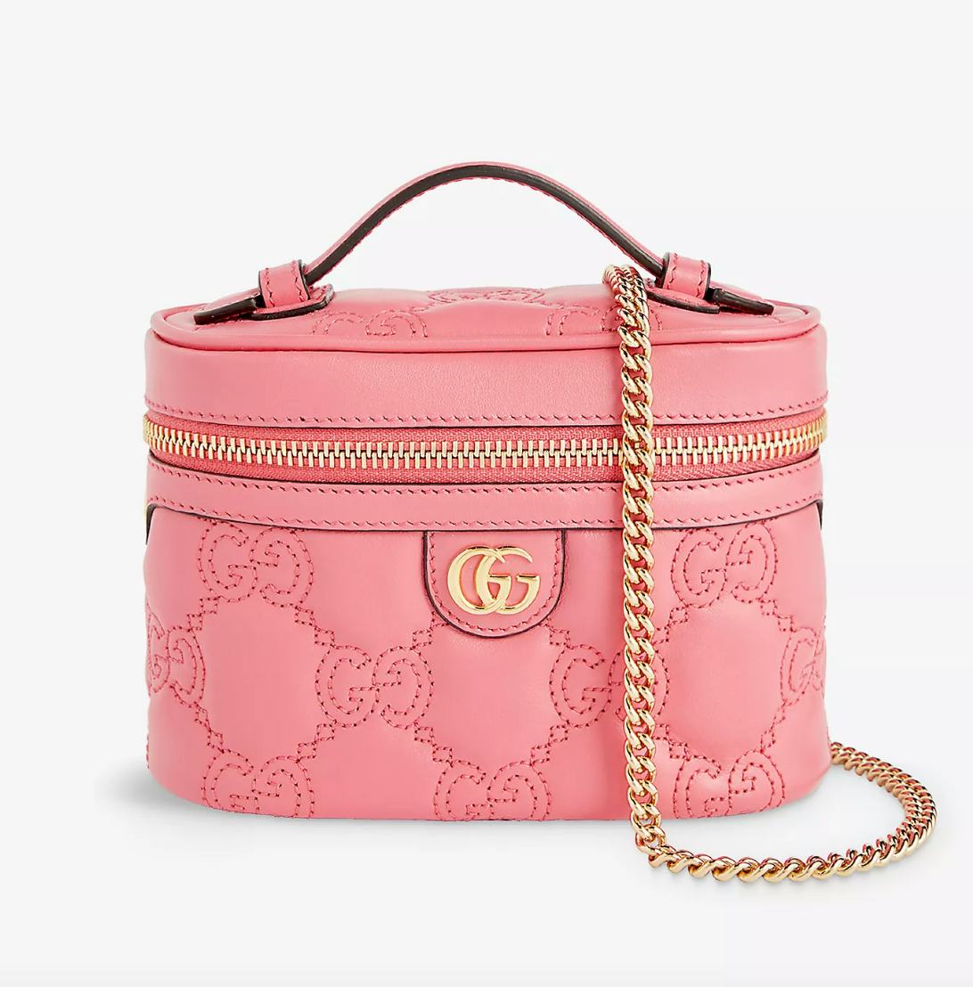 Gucci Matelassé Monogram-Embellished Leather Top-Handle Bag