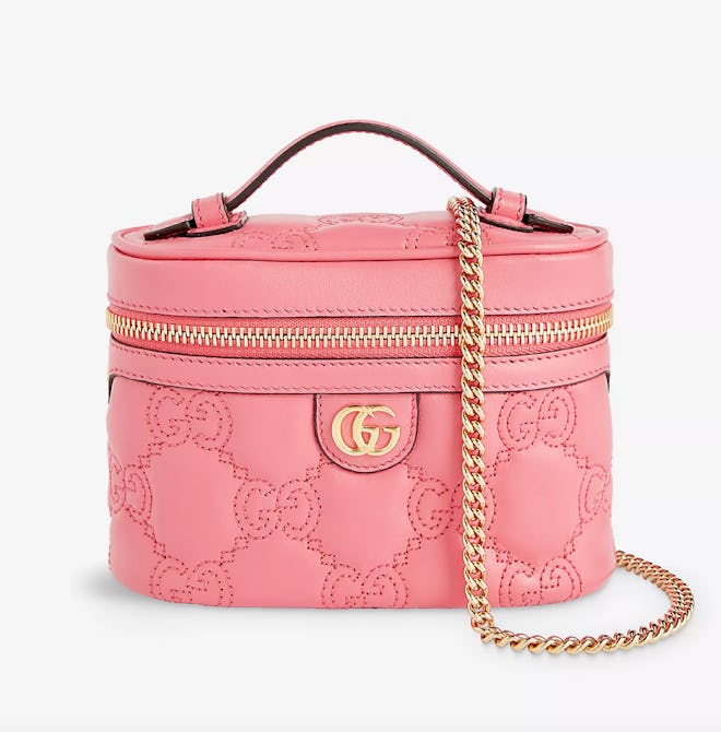 Gucci Matelassé Monogram-Embellished Leather Top-Handle Bag