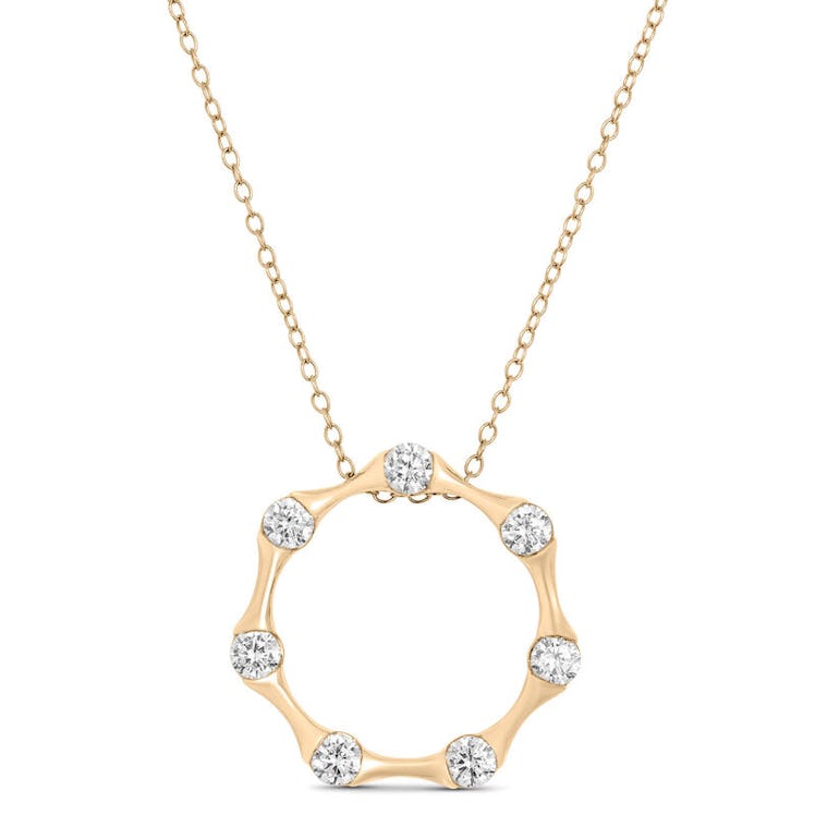 Diamond Circle Necklace In 18K Yellow Gold