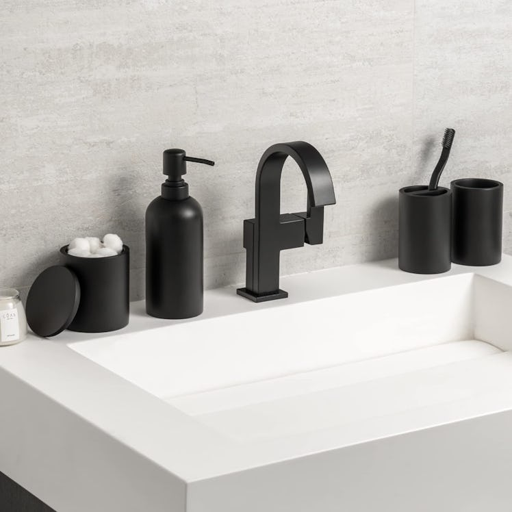 Jo Lavie Matte Black Bathroom Accessories Set (4-Pieces)