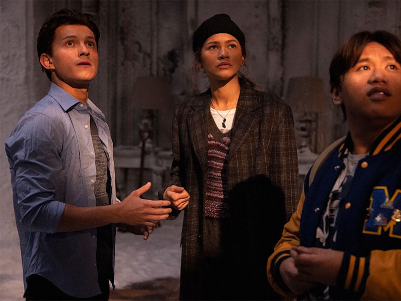 Tom Holland, Zendaya, and Jacob Batalon in Spider-Man: No Way Home