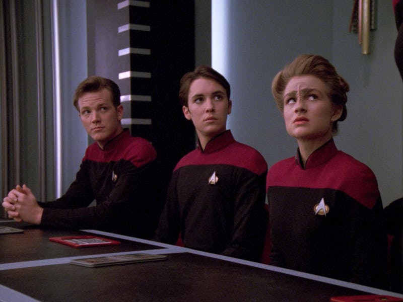 A scene from the 'Star Trek: The Next Generation' episode "The First Duty."