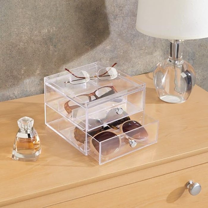 mDesign Stackable Plastic Eye Glass Storage